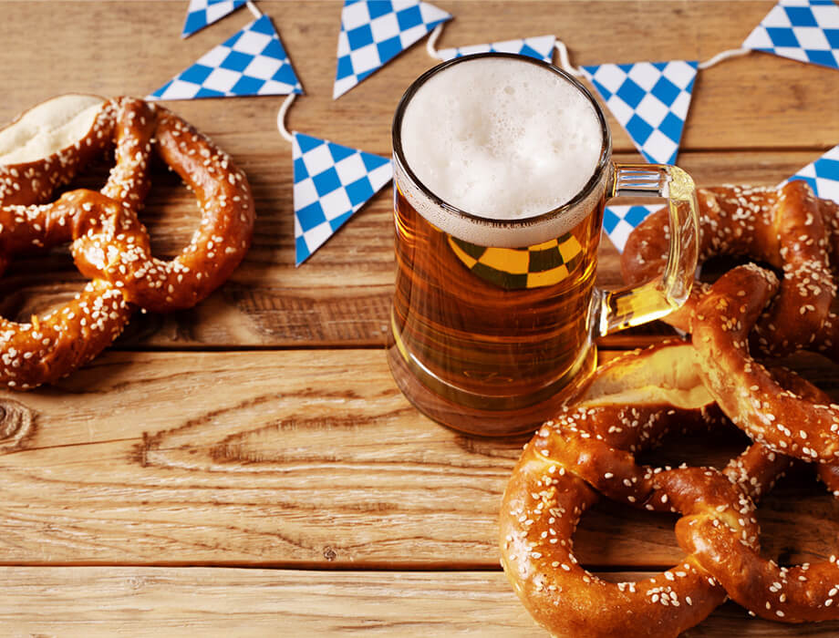 Oktoberfest pretzels and beer during celebration